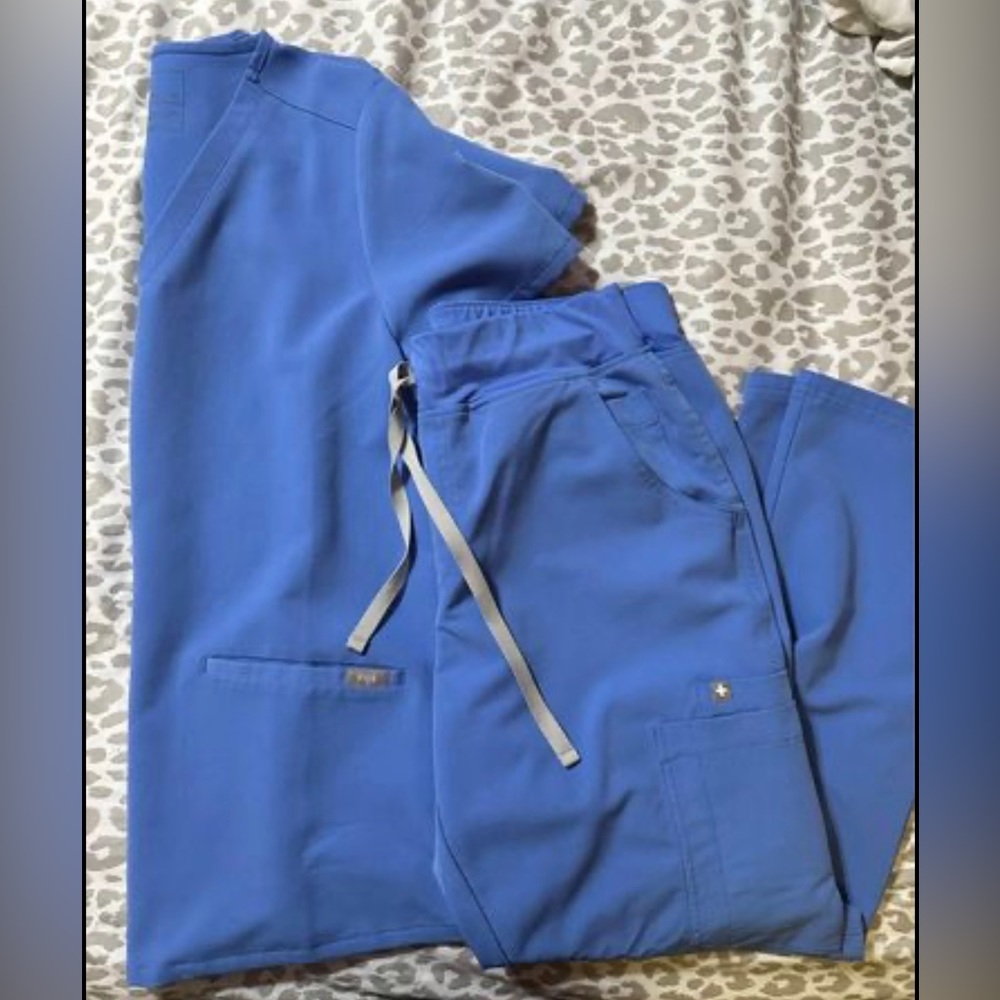 FIGS scrubs in Ceil Blue